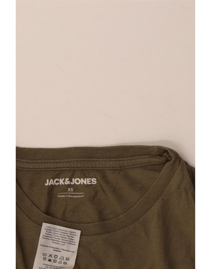 JACK & JONES Mens Top Long Sleeve XS Khaki Cotton