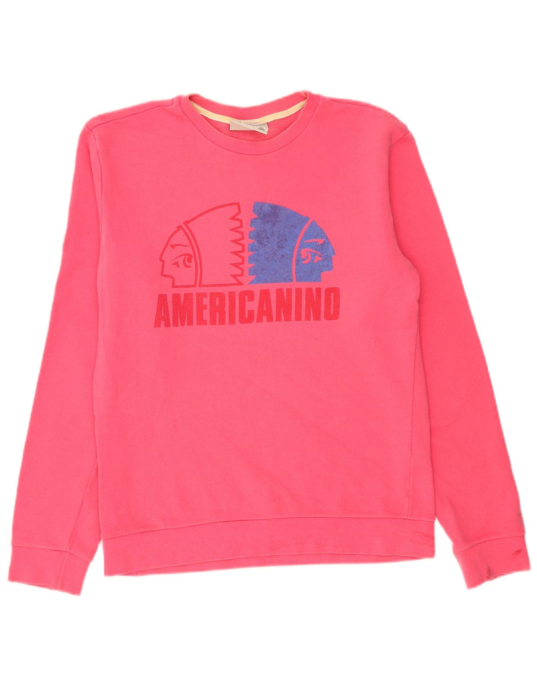 AMERICANINO Mens Graphic Sweatshirt Jumper Large Pink Cotton