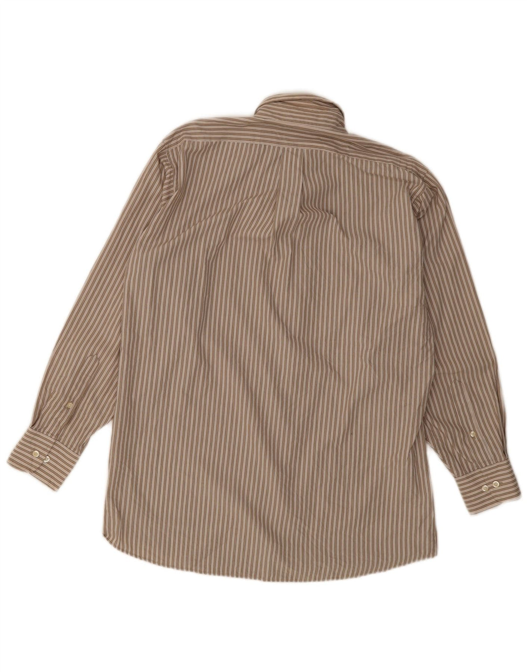 Chaps Mens Shirt Size 15 15 1/2 Medium Brown Pinstripe Cotton