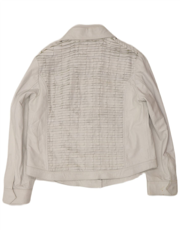 Vintage Womens Bomber Leather Jacket UK 16 Large Grey Leather