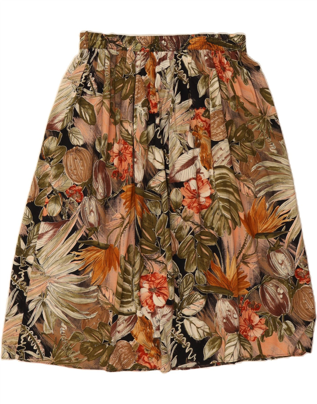 VINTAGE Womens Flared Skirt IT 44 Medium W31 Multicoloured Floral Viscose Vintage Vintage and Second-Hand Vintage from Messina Hembry 