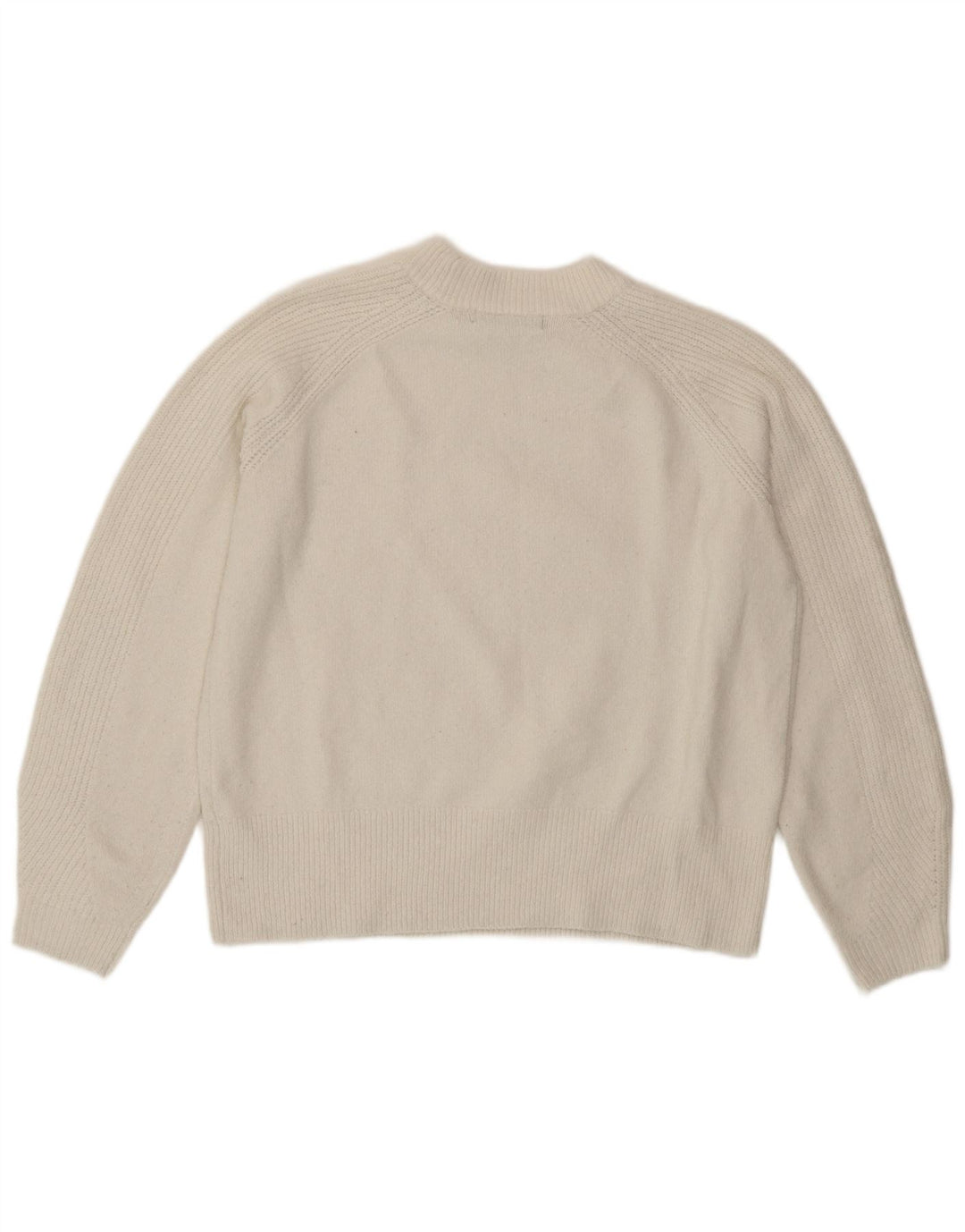 Marks & Spencer Womens Crew Neck Jumper Sweater UK 14 Medium White Acrylic