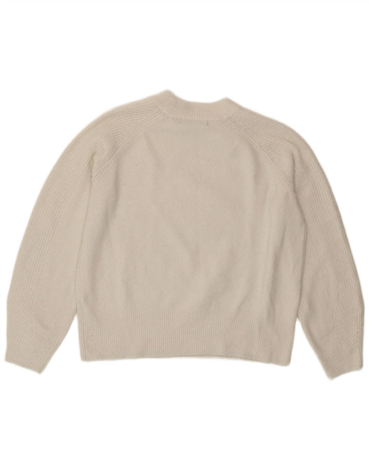 Marks & Spencer Womens Crew Neck Jumper Sweater UK 14 Medium White Acrylic