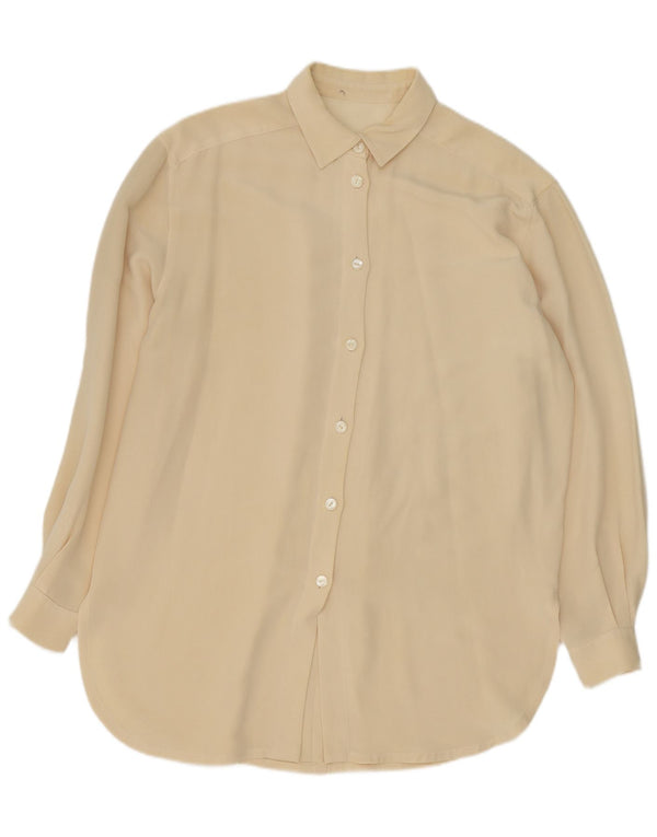 Vintage Womens Longline Relaxed Fit Shirt Blouse UK 14 Large Yellow