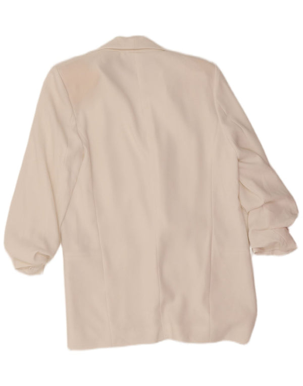 Zara Womens 3/4 Sleeve Blazer Jacket UK 10 Small White Polyester