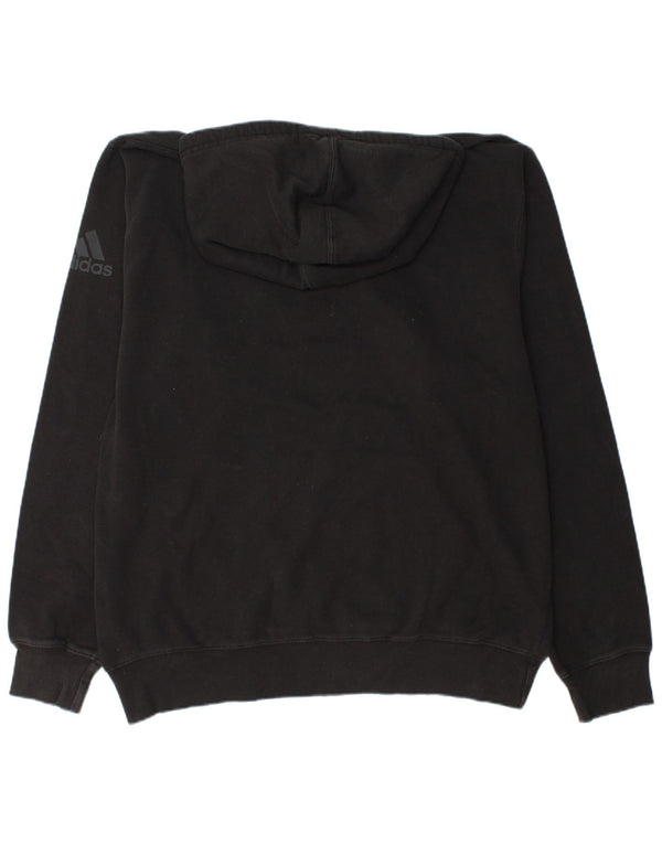 ADIDAS Mens Graphic Hoodie Jumper 2XL Black Cotton