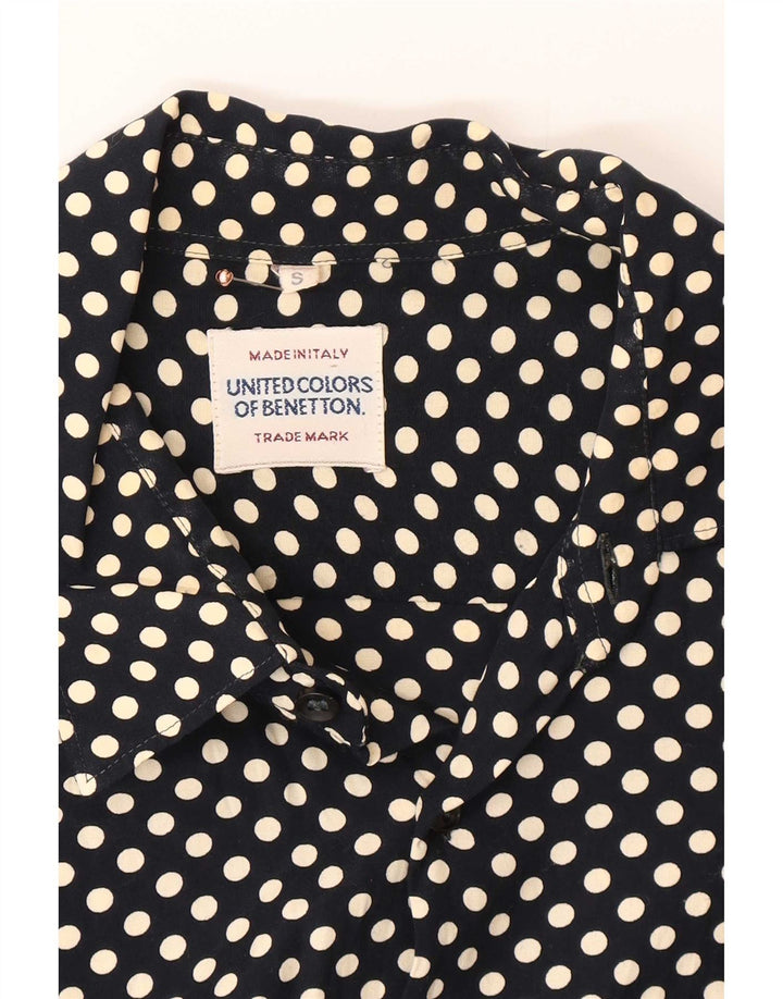 Benetton Mens Shirt Small Navy Blue Polka Dot