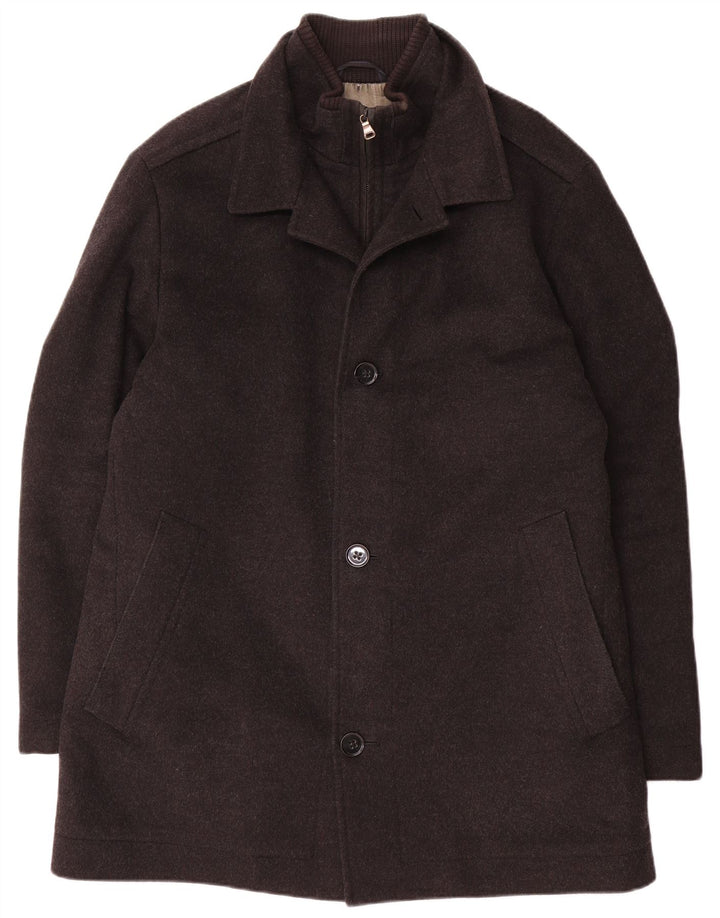 Hugo Boss Mens Overcoat EU 52 XL Grey Wool