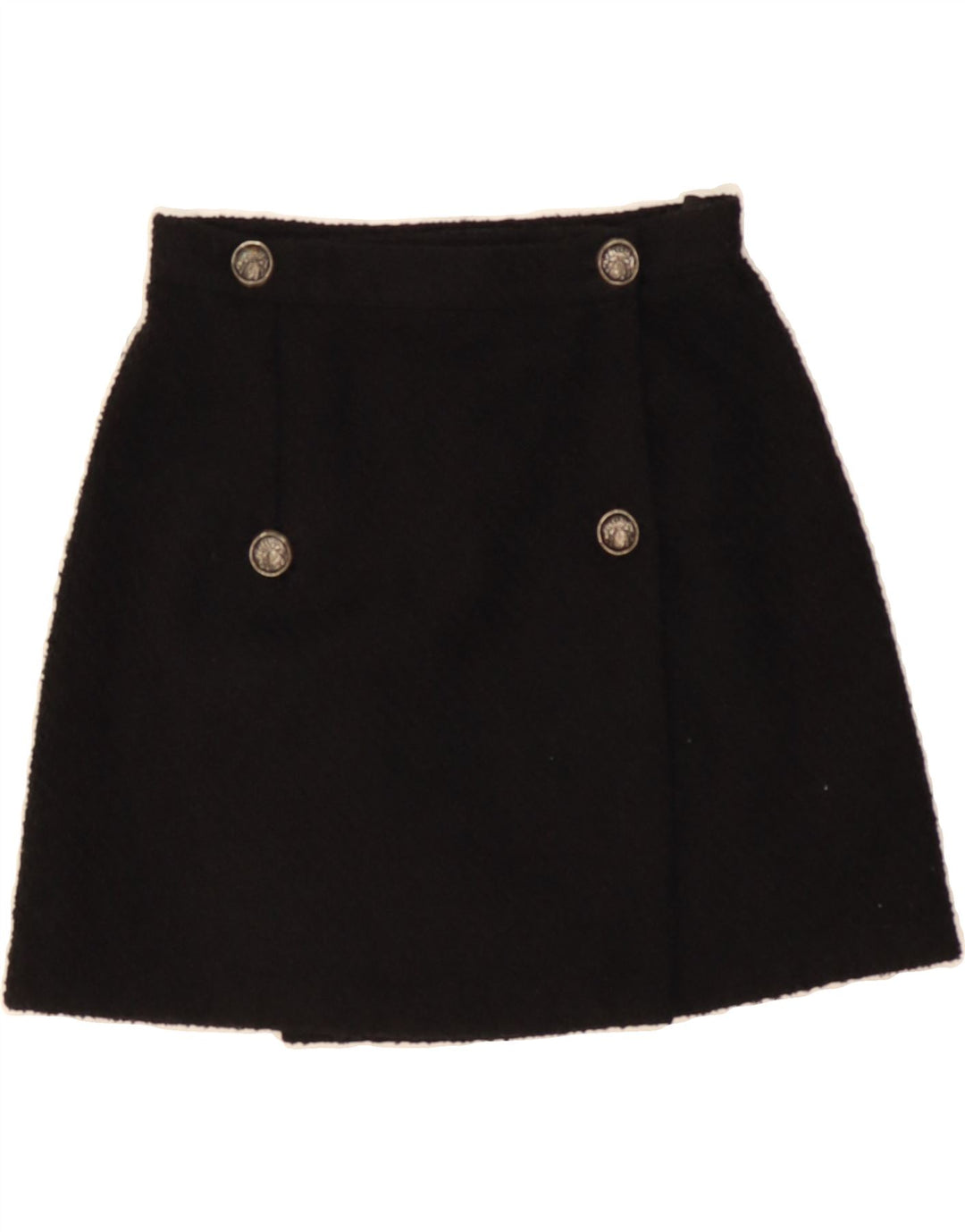 PROMOD Womens Wrap Skirt UK 8 Small W24  Black Wool Vintage Promod and Second-Hand Promod from Messina Hembry 
