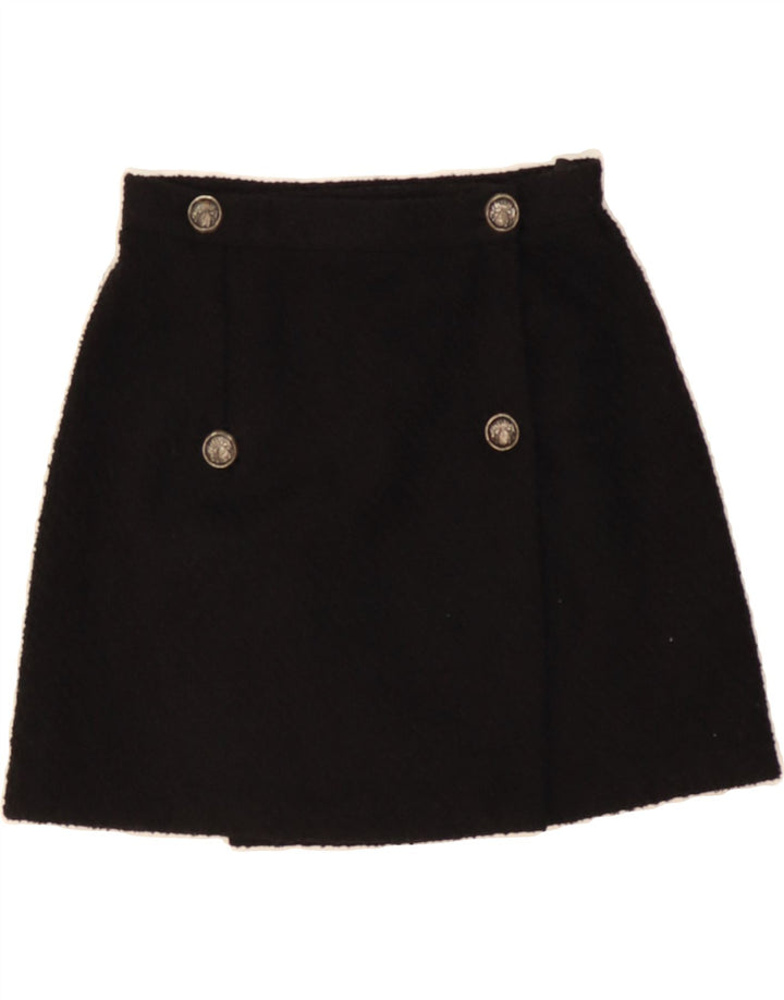 PROMOD Womens Wrap Skirt UK 8 Small W24  Black Wool Vintage Promod and Second-Hand Promod from Messina Hembry 