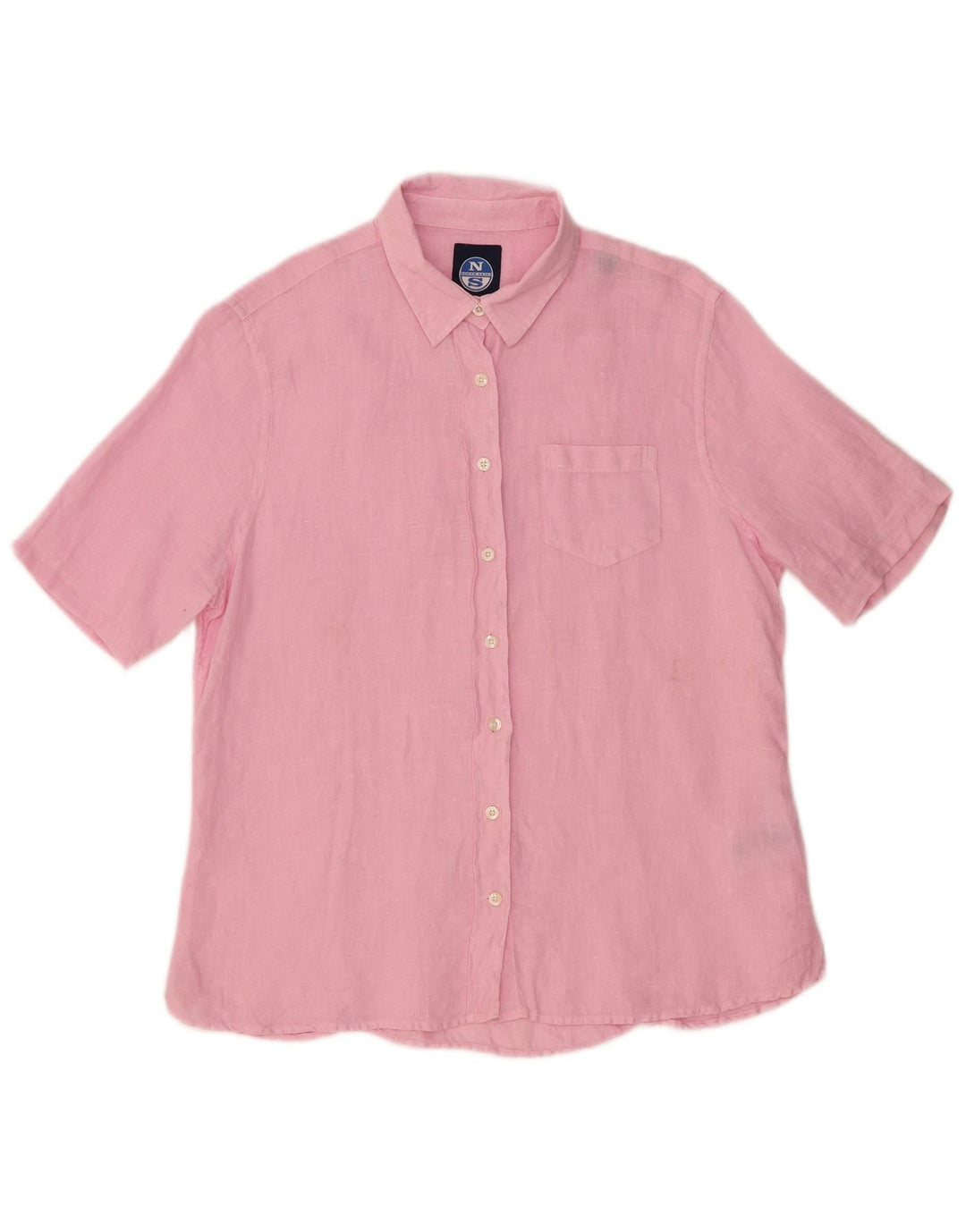 NORTH SAILS Womens Short Sleeve Shirt UK 14 Medium Pink Linen
