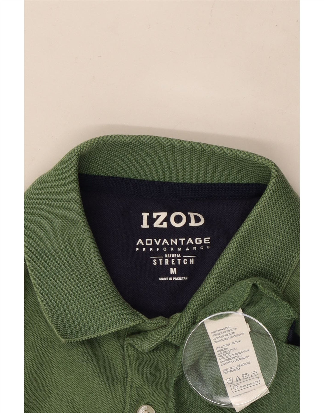 IZOD Mens Polo Shirt Medium Green Colourblock Cotton