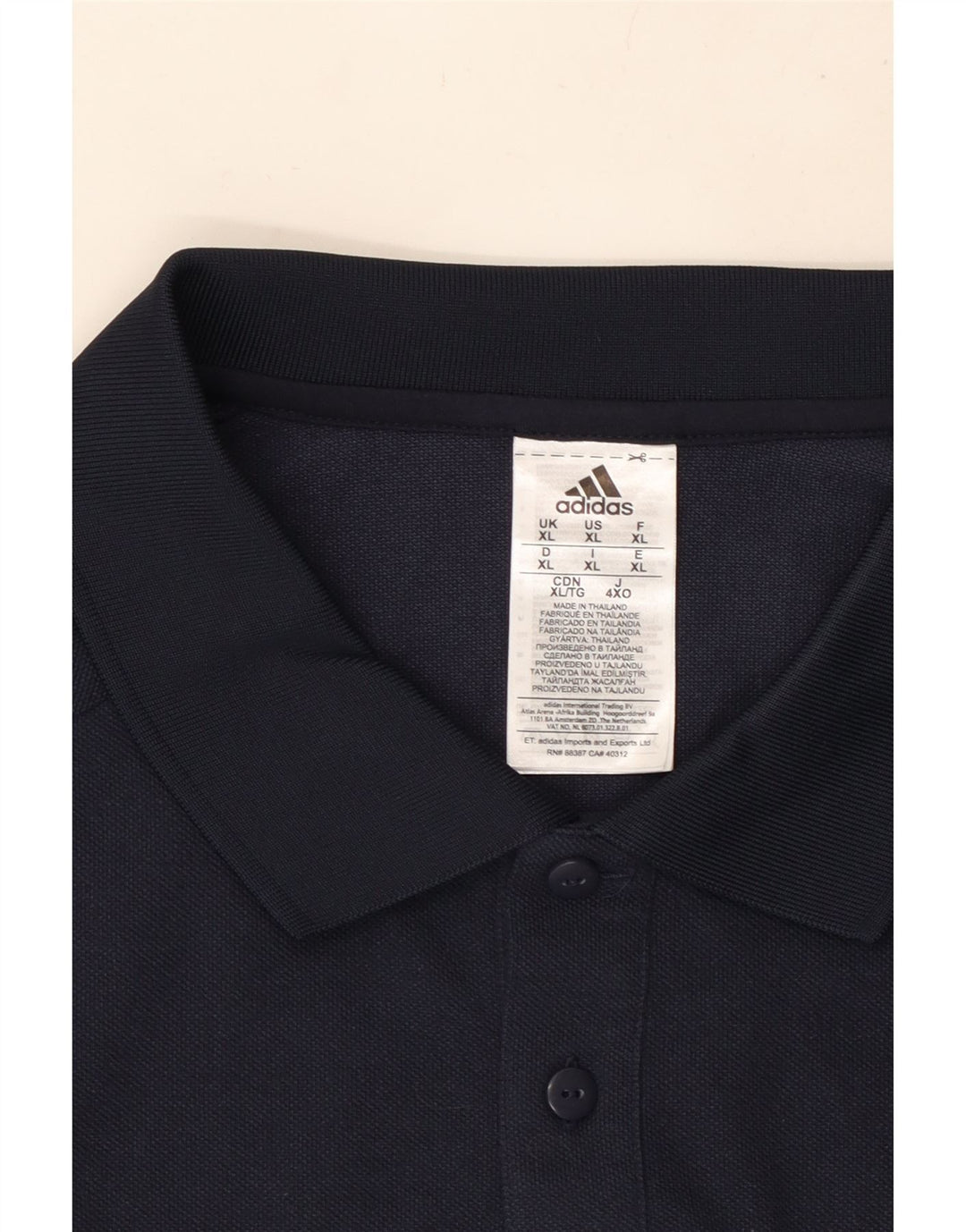 ADIDAS Mens Polo Shirt XL Navy Blue Striped Cotton