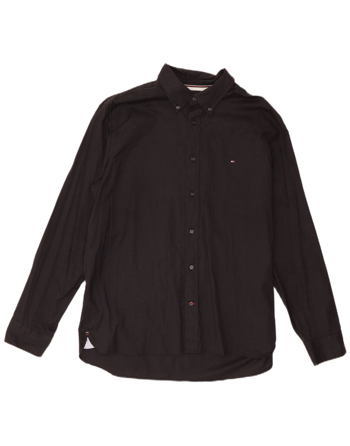 Tommy Hilfiger Mens Regular Fit Shirt XL Black Cotton