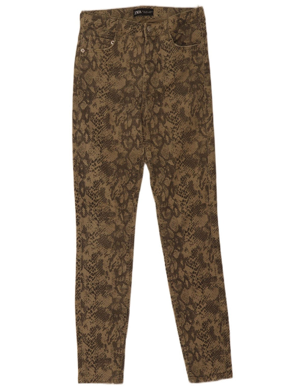 Zara Womens Skinny Jeans EU 36 XS W26 L28 Khaki Animal Print
