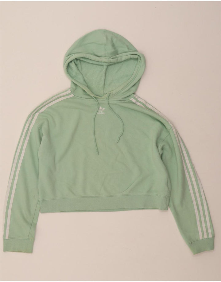 ADIDAS Womens Oversized Crop Hoodie Jumper UK 8 Small Green Cotton