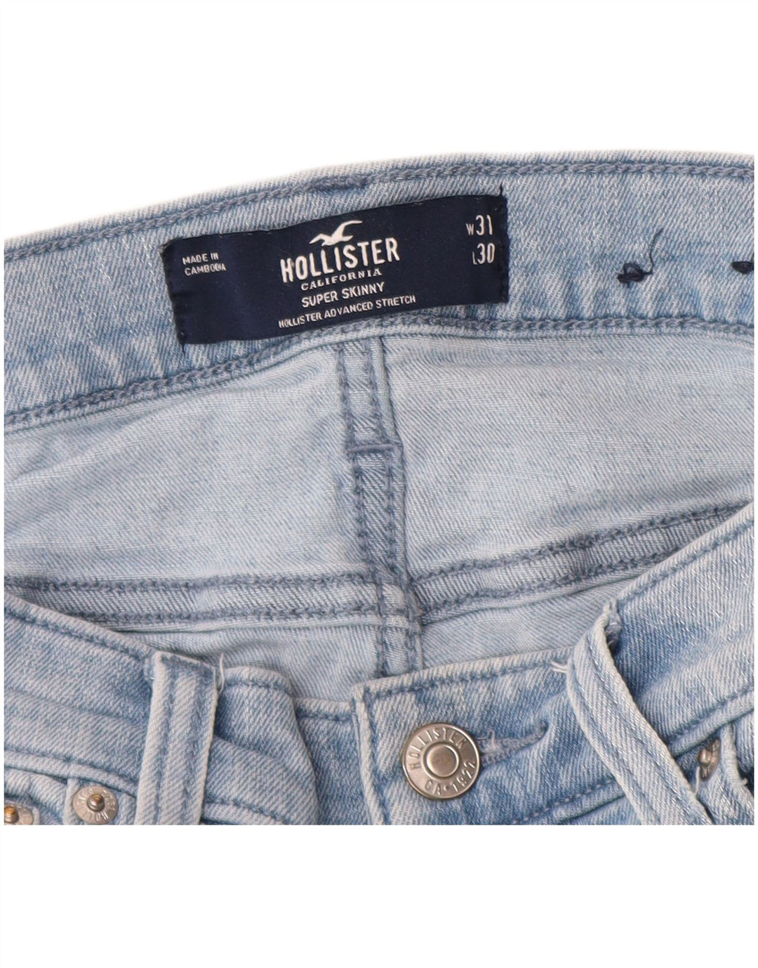 HOLLISTER Mens Super Skinny Jeans W31 L30 Blue Cotton