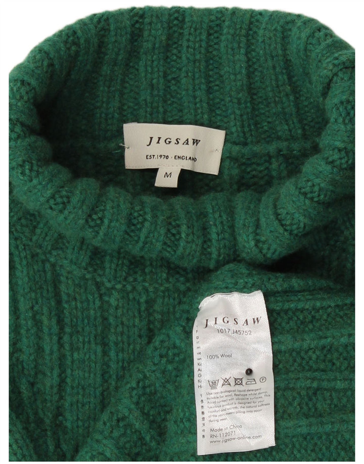 Jigsaw Womens Roll Neck Jumper Sweater UK 14 Medium Green Wool