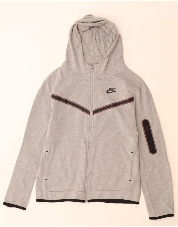 Nike Boys Zip Hoodie Sweater 13-14 Years XL Grey Flecked Cotton