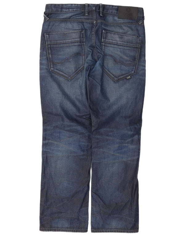 Jack & Jones Mens Straight Jeans W34 L30 Blue Cotton