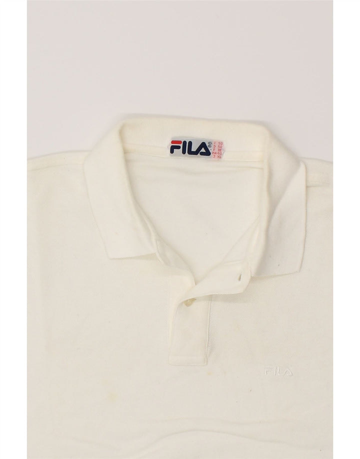 FILA Mens Polo Shirt Size 50 Medium White Cotton Vintage Fila and Second-Hand Fila from Messina Hembry 