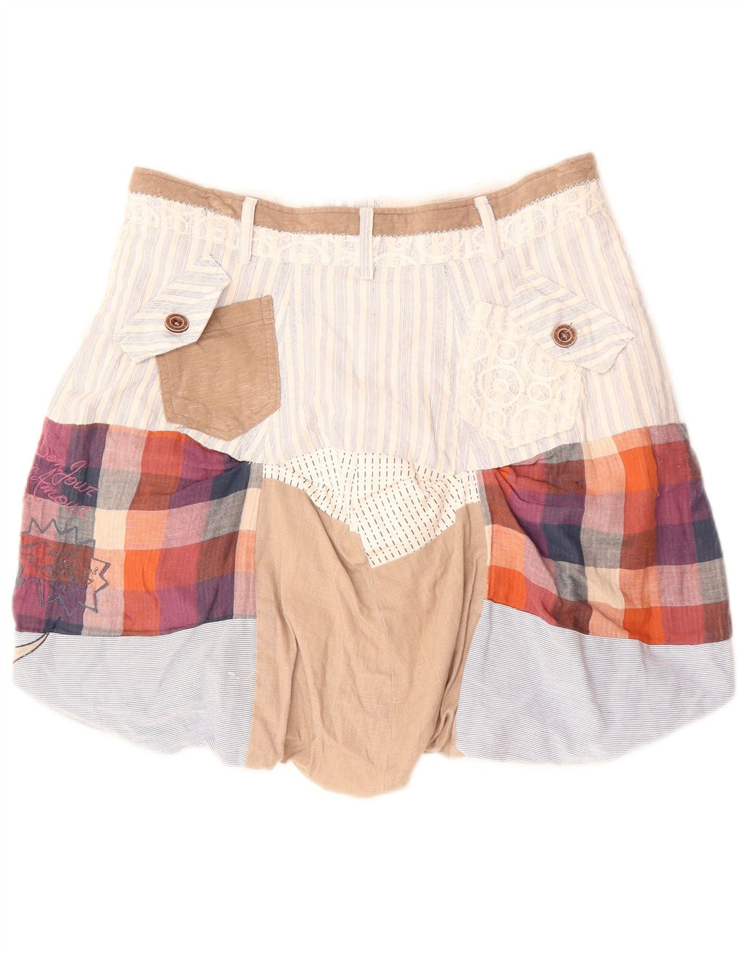 DESIGUAL Womens Bubble Skirt EU 36 Small W30 Multicoloured Patchwork