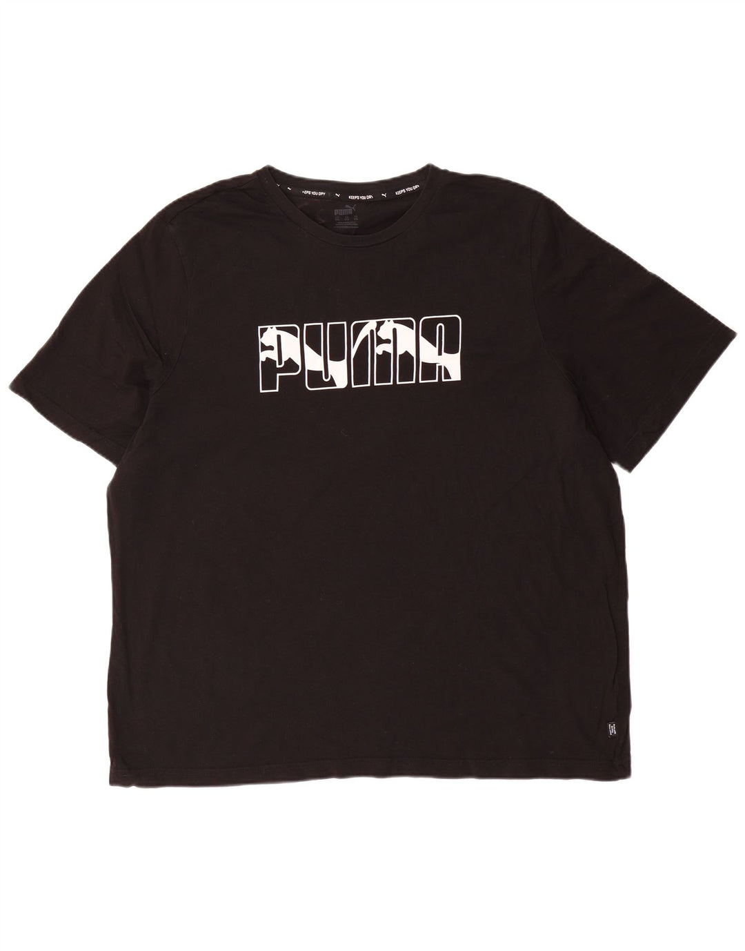 PUMA Mens Graphic T-Shirt Top 2XL Black Cotton