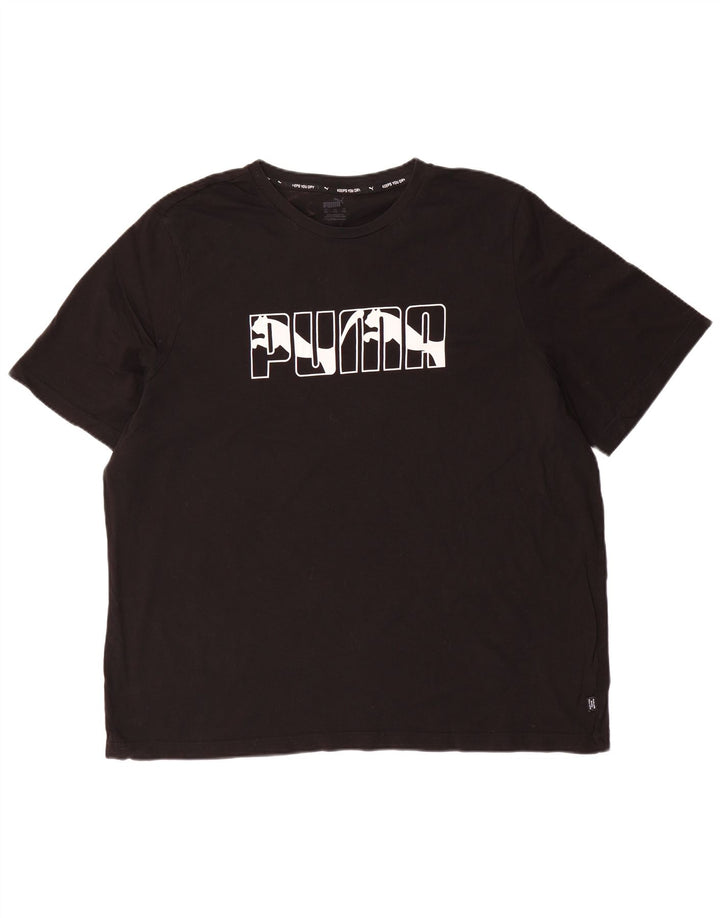 PUMA Mens Graphic T-Shirt Top 2XL Black Cotton