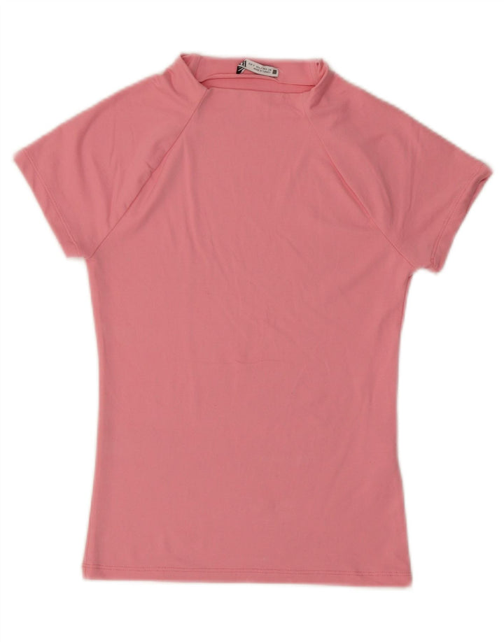 ZARA Womens T-Shirt Top UK 8 Small Pink Polyamide Vintage Zara and Second-Hand Zara from Messina Hembry 