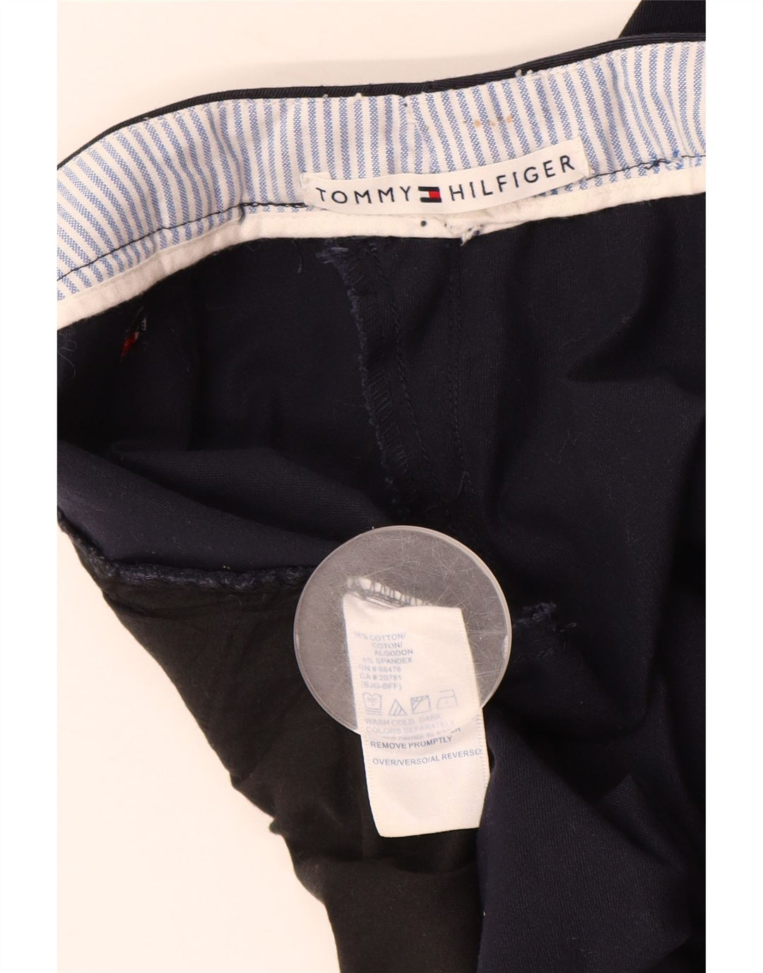 TOMMY HILFIGER Womens Straight Chino Trousers W26 L27 Navy Blue Cotton