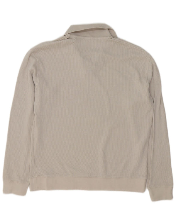 ZARA Mens Polo Neck Jumper Sweater Small Grey Cotton
