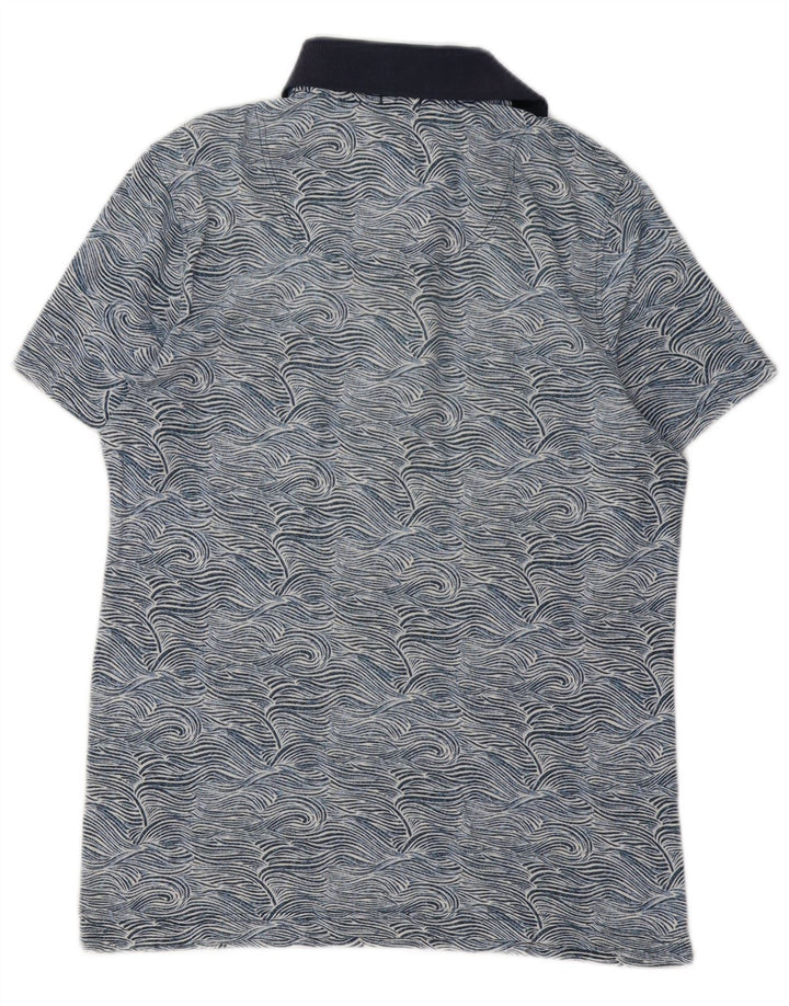 Abercrombie & Fitch Mens Muscle Abstract Pattern Polo Shirt Medium Blue