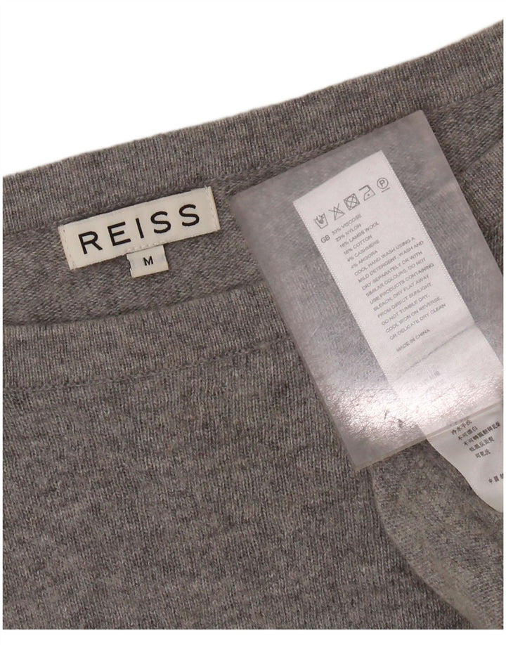 REISS Womens Boat Neck Jumper Sweater UK 14 Medium Grey Viscose