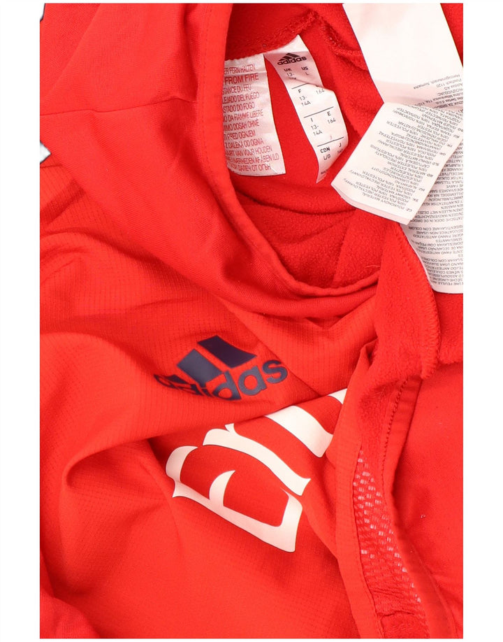 ADIDAS Boys Arsenal Pullover Tracksuit Top 13-14 Years Red Colourblock