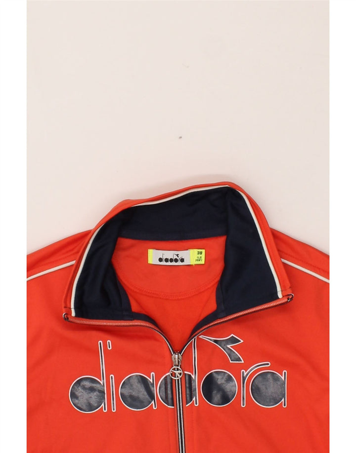 DIADORA Boys Graphic Tracksuit Top Jacket 11-12 Years Orange Polyester Vintage Diadora and Second-Hand Diadora from Messina Hembry 