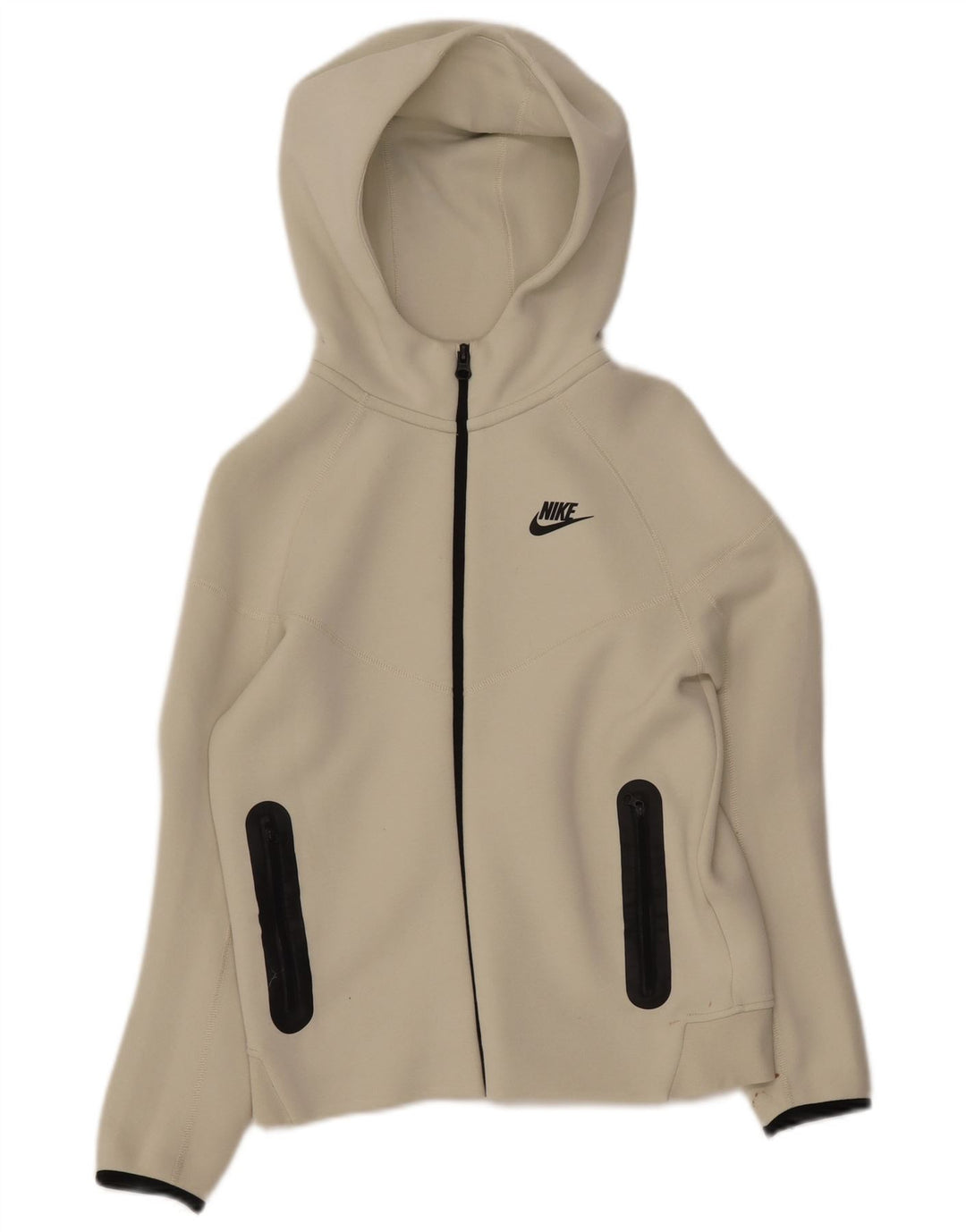 NIKE Boys Zip Hoodie Sweater 12-13 Years Large White Cotton