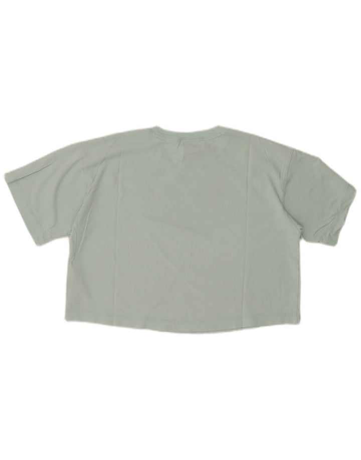 CHAMPION Womens Crop Graphic T-Shirt Top UK 14 Medium Turquoise Cotton