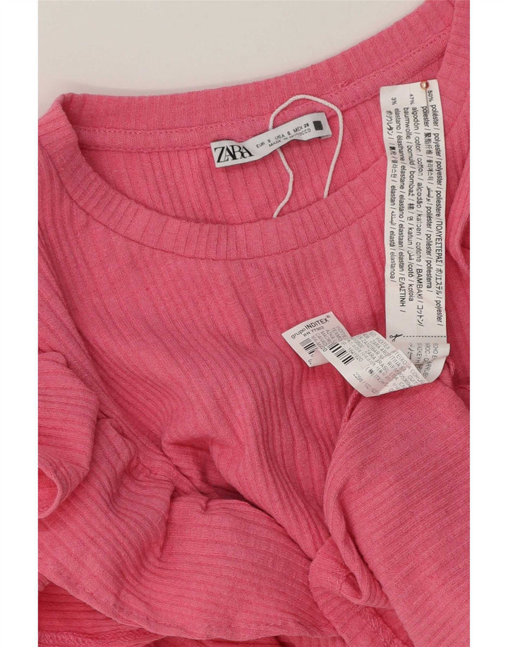 Zara Womens Blouse Top UK 10 Small Pink Polyester