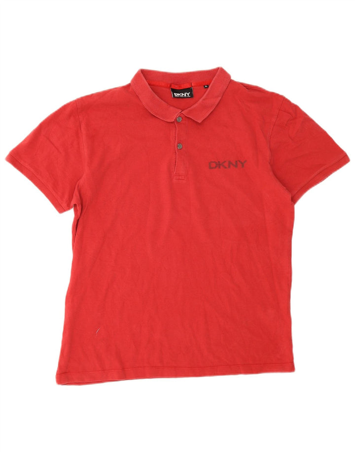 Dkny Mens Polo Shirt XL Red Cotton