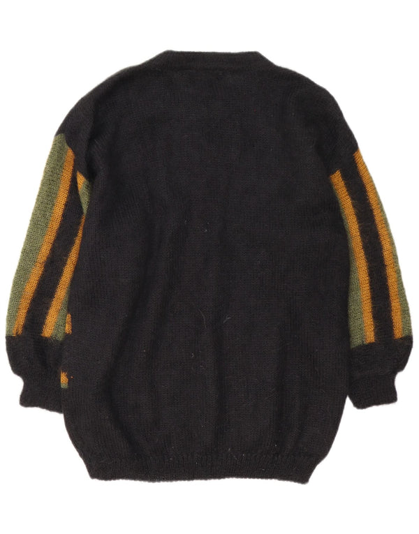 Niki Line Womens Crew Neck Jumper Sweater UK 14 Large Black Geometric Retro