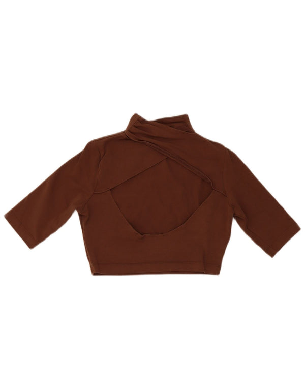 Puma Womens Crop Top UK 10 Small Brown Cotton