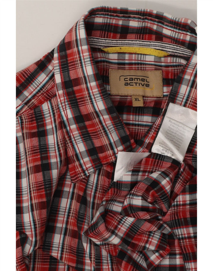 CAMEL ACTIVE Mens Short Sleeve Shirt XL Red Check Cotton