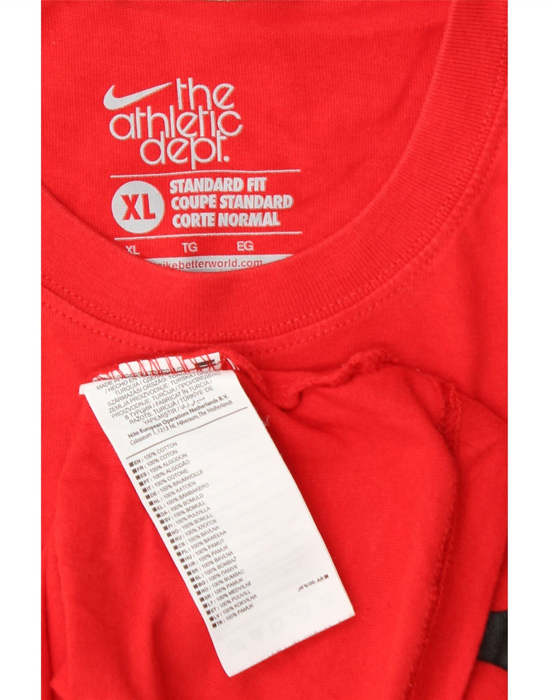 NIKE Mens Coupe Standard Standard Fit Graphic T-Shirt Top XL Red Cotton