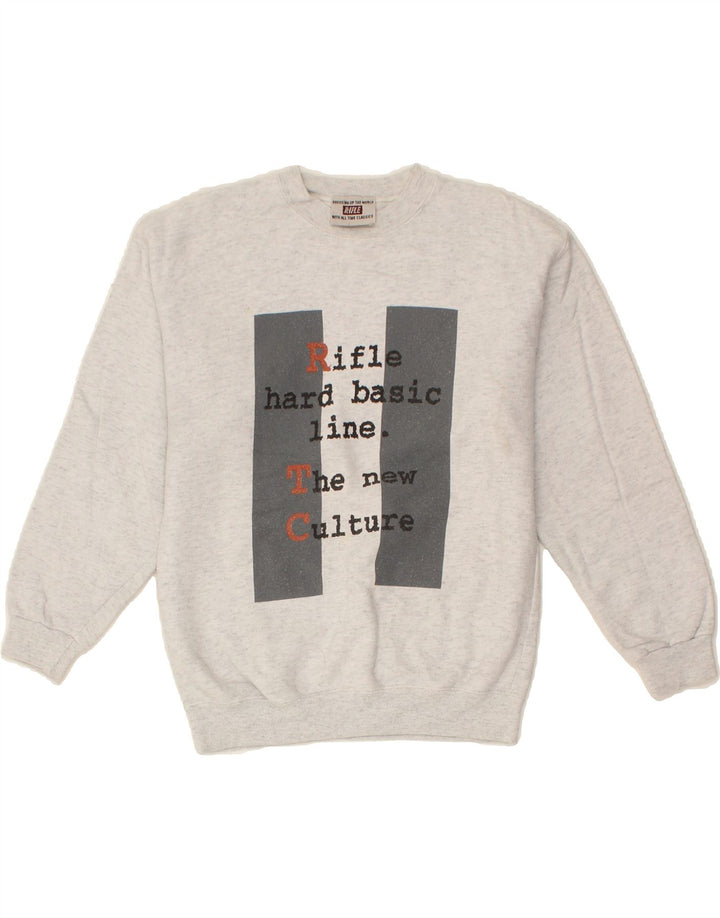 RIFLE Boys Graphic Sweatshirt Jumper 9-10 Years Grey Cotton Vintage Rifle and Second-Hand Rifle from Messina Hembry 