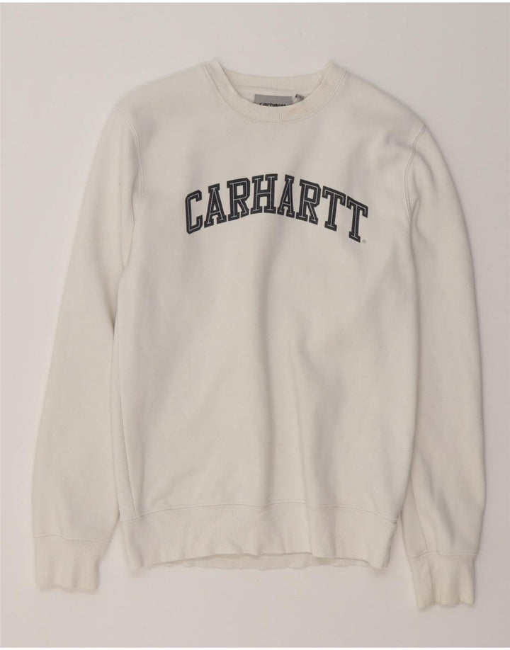 CARHARTT Mens Graphic Sweatshirt Jumper XS White Cotton