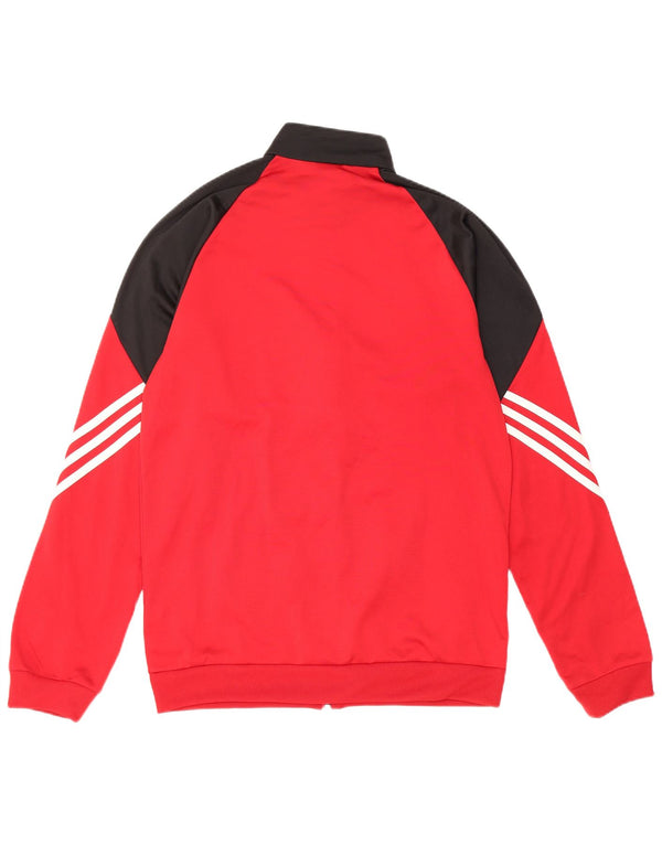 Adidas Mens Tracksuit Top Jacket Small Red Colourblock Polyester