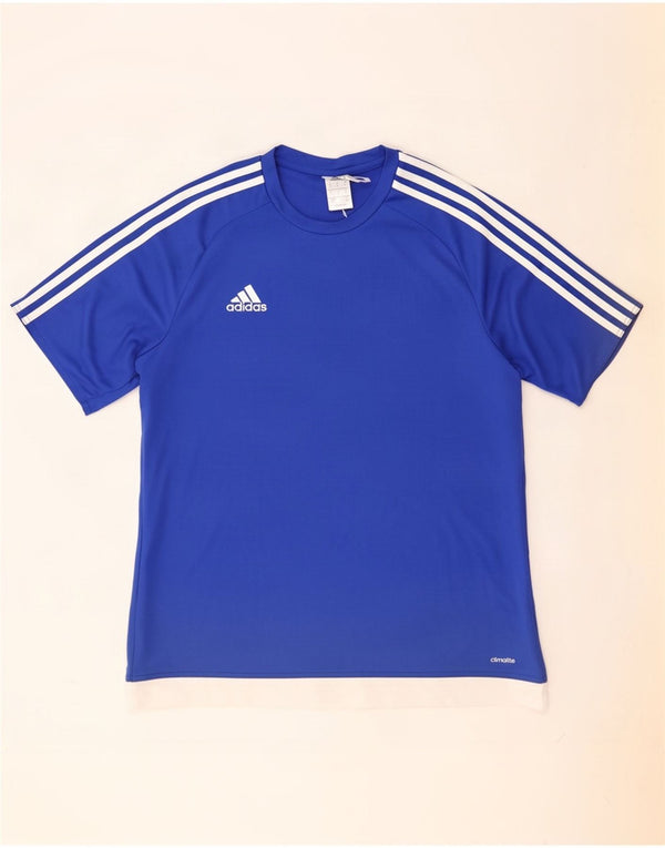Adidas Mens Climalite T-Shirt Top Large Blue Colourblock