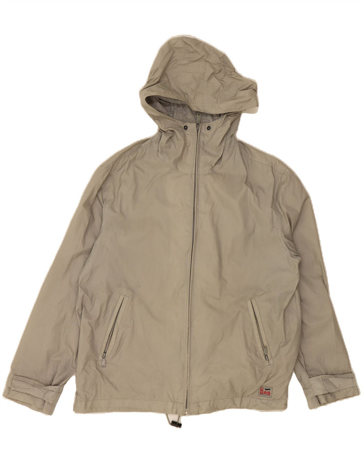 GAS Mens Hooded Bomber Jacket UK 38 Medium Beige Nylon Vintage Gas and Second-Hand Gas from Messina Hembry 