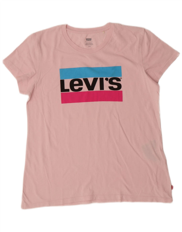 Levi's Womens Graphic T-Shirt Top UK 16 Large Pink