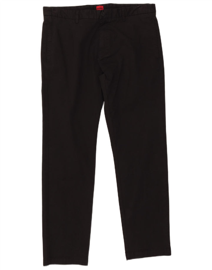 HUGO BOSS Mens Straight Chino Trousers W38 L31 Black